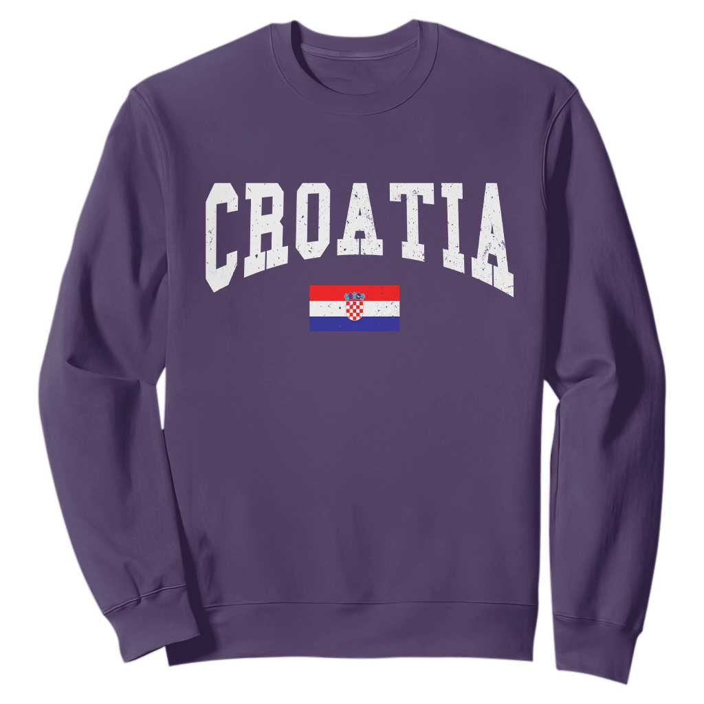 Croatia Hrvatska Flag Zagreb Croatian Jersey Retro Sweatshirt TS11 Purple Print Your Wear