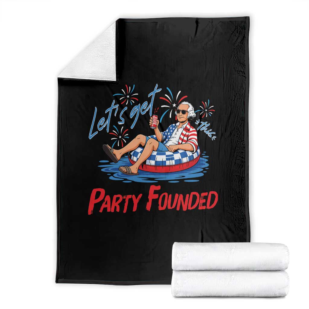 George Washington 4th of July Pool Party Throw Blanket Let's Get This Party Founded TS11 Black Print Your Wear