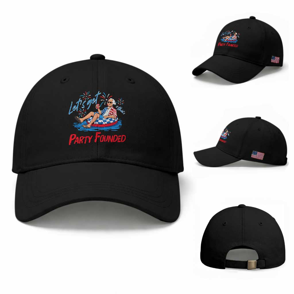 George Washington 4th of July Pool Party Baseball Cap Let's Get This Party Founded TS11 Baseball Cap Universal Fit Black Print Your Wear