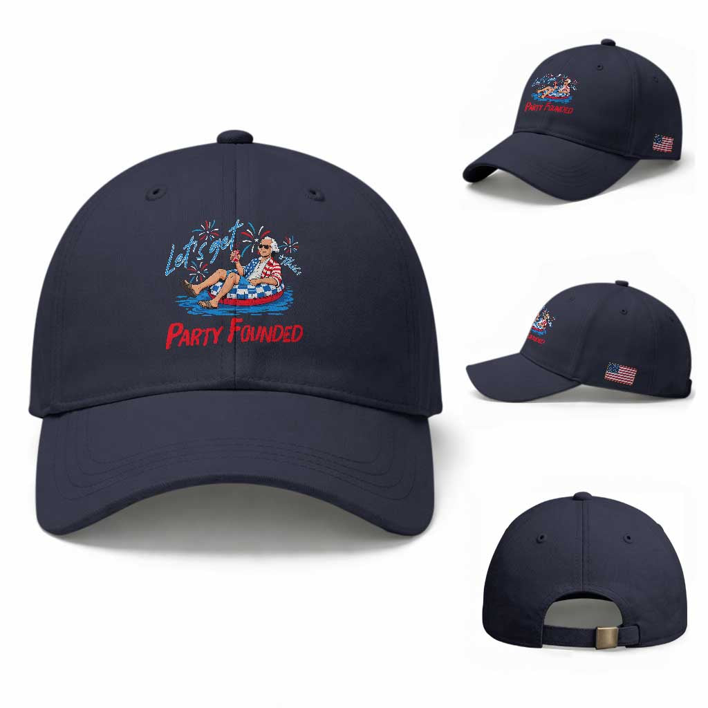 George Washington 4th of July Pool Party Baseball Cap Let's Get This Party Founded TS11 Baseball Cap Universal Fit Navy Print Your Wear