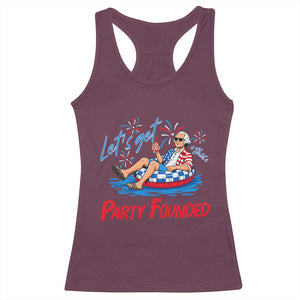 George Washington 4th of July Pool Party Racerback Tank Top Let's Get This Party Founded TS11 Maroon Print Your Wear