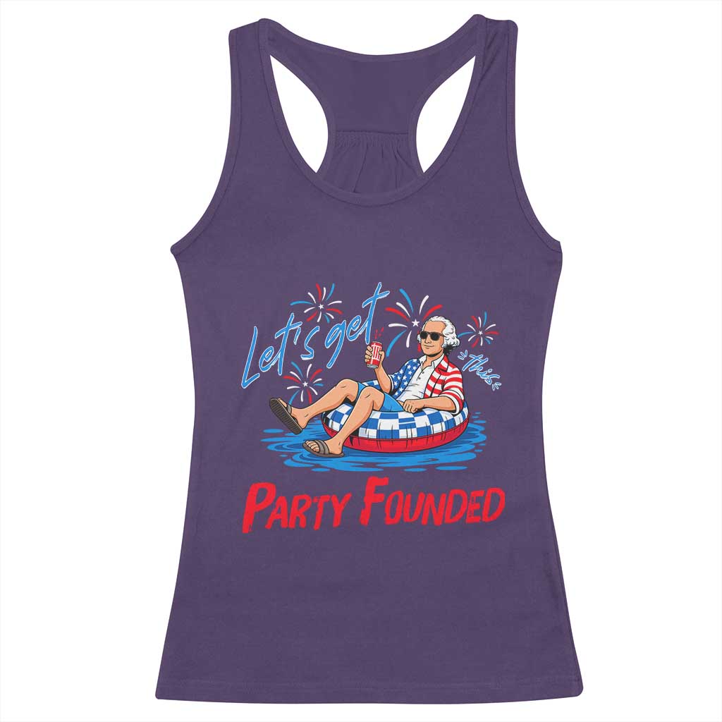 George Washington 4th of July Pool Party Racerback Tank Top Let's Get This Party Founded TS11 Purple Print Your Wear