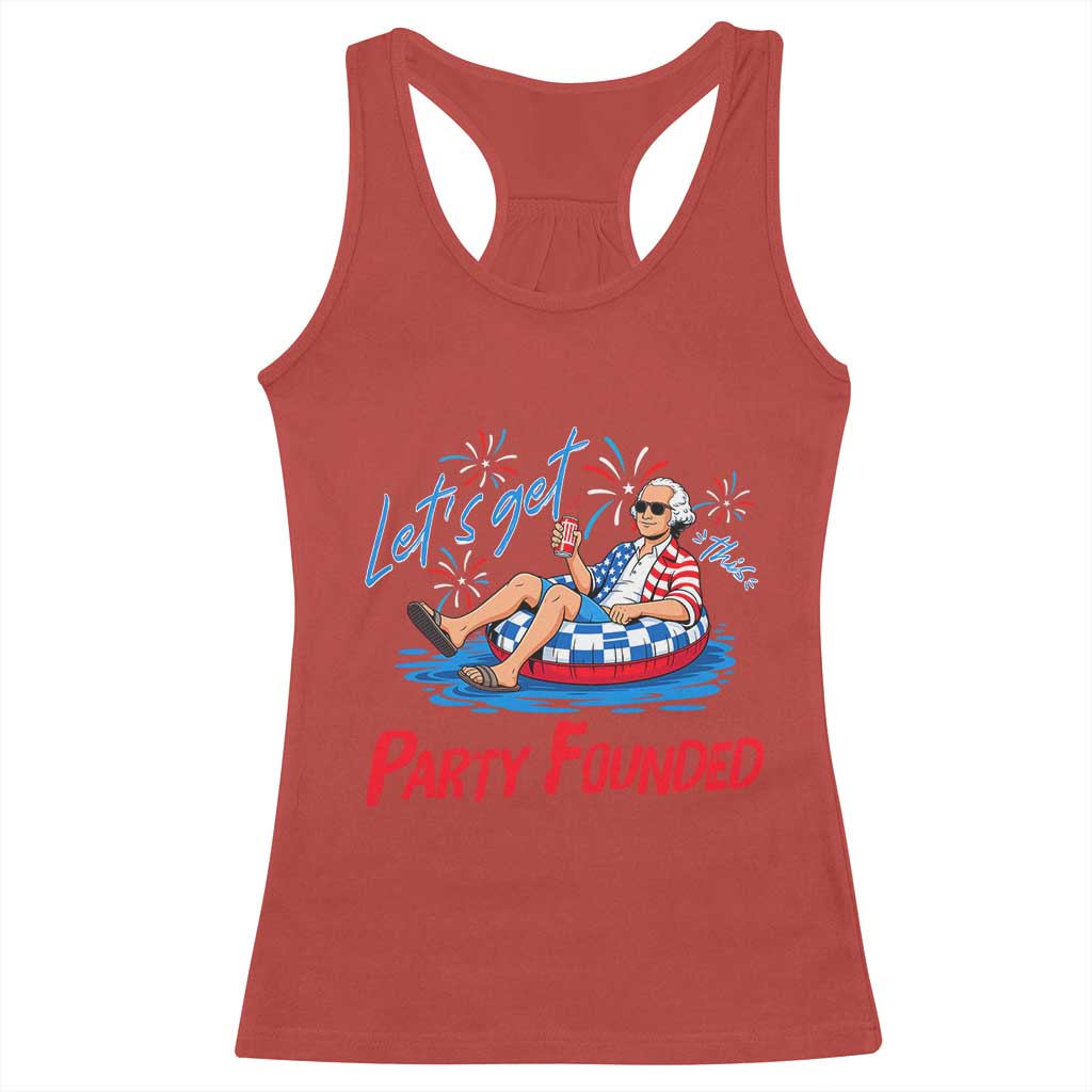George Washington 4th of July Pool Party Racerback Tank Top Let's Get This Party Founded TS11 Red Print Your Wear