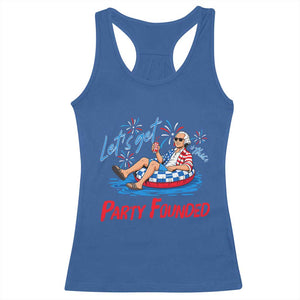 George Washington 4th of July Pool Party Racerback Tank Top Let's Get This Party Founded TS11 Royal Blue Print Your Wear