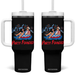 George Washington 4th of July Pool Party Tumbler With Handle Let's Get This Party Founded TS11 One Size: 40 oz Black Print Your Wear