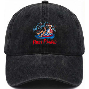 George Washington 4th of July Pool Party Washed Cotton Baseball Cap Let's Get This Party Founded TS11 Print Your Wear