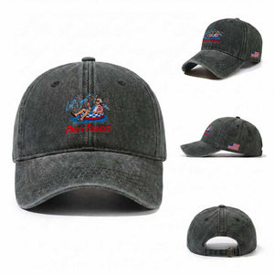 George Washington 4th of July Pool Party Washed Cotton Baseball Cap Let's Get This Party Founded TS11 Washed Cap Universal Fit Dark Green Print Your Wear