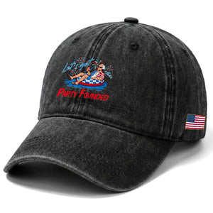 George Washington 4th of July Pool Party Washed Cotton Baseball Cap Let's Get This Party Founded TS11 Print Your Wear