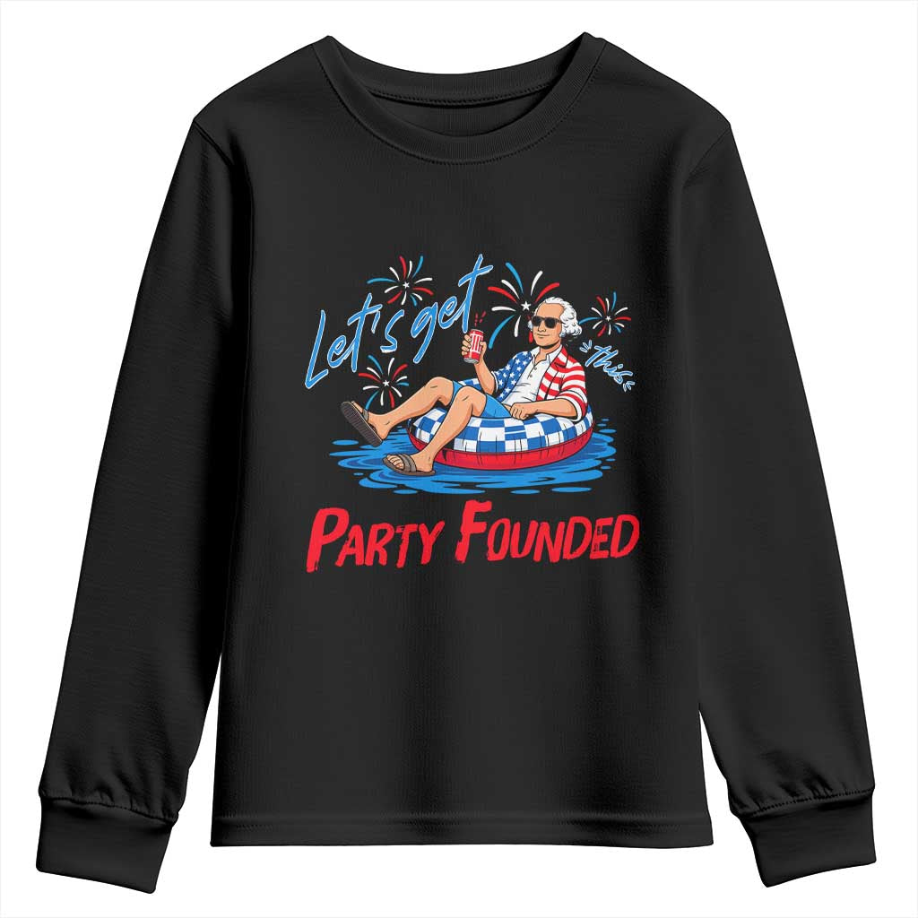 George Washington 4th of July Pool Party Youth Sweatshirt Let's Get This Party Founded TS11 Black Print Your Wear