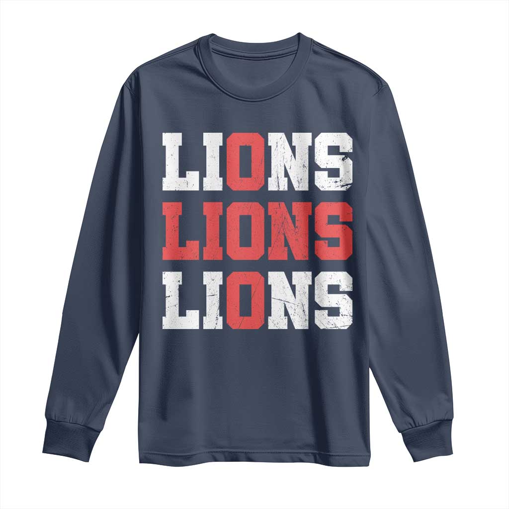 England Lions Soccer English Pride Long Sleeve Shirt TS11 Navy Print Your Wear