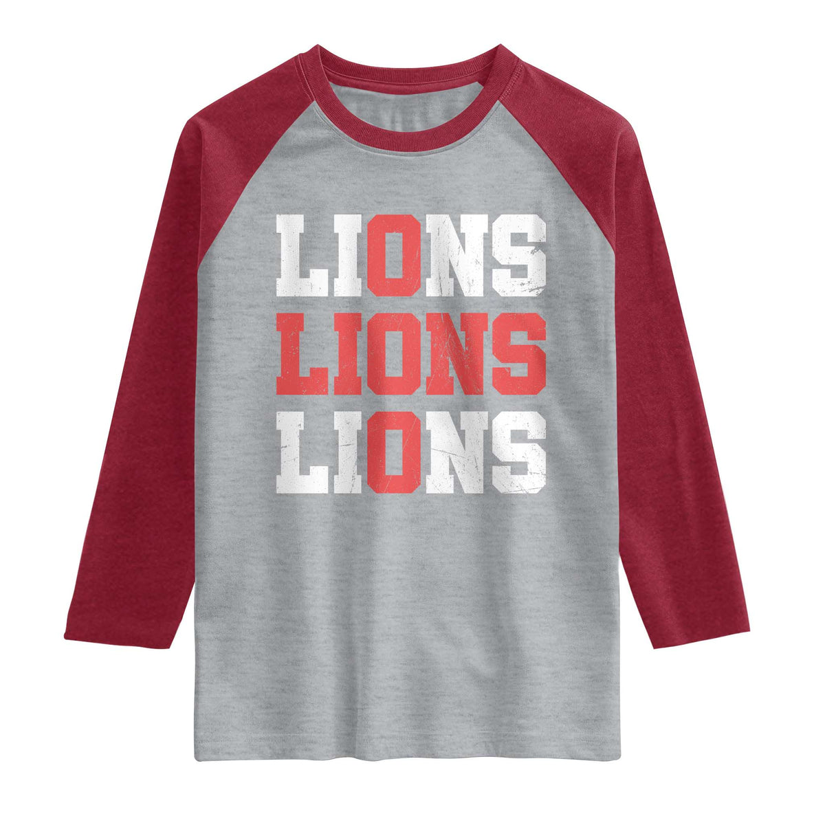 England Lions Soccer English Pride Raglan Shirt TS11 Heather Gray Heather Red Print Your Wear