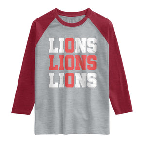 England Lions Soccer English Pride Raglan Shirt TS11 Heather Gray Heather Red Print Your Wear
