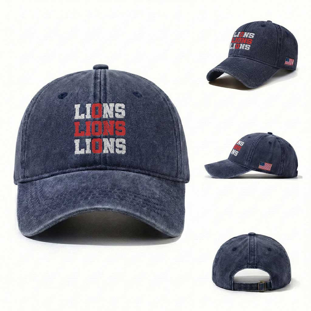 England Lions Soccer English Pride Washed Cotton Baseball Cap TS11 Washed Cap Universal Fit Navy Print Your Wear