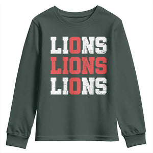 England Lions Soccer English Pride Youth Sweatshirt TS11 Dark Forest Green Print Your Wear