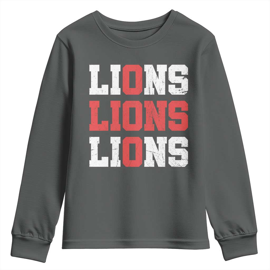England Lions Soccer English Pride Youth Sweatshirt TS11 Dark Heather Print Your Wear