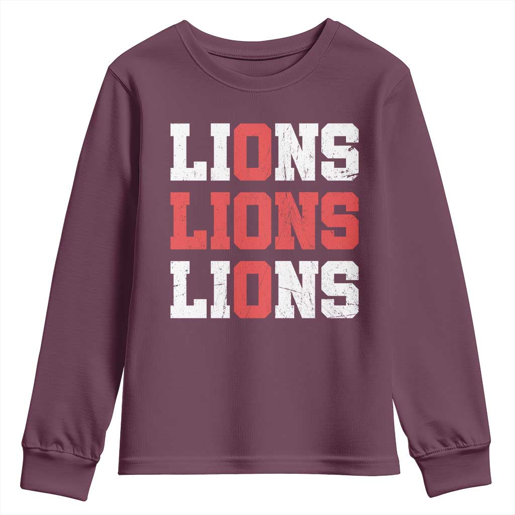 England Lions Soccer English Pride Youth Sweatshirt TS11 Maroon Print Your Wear
