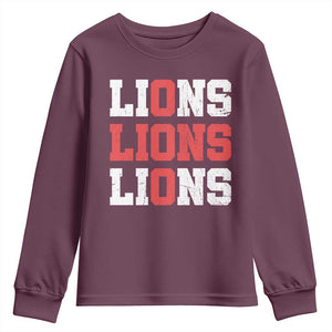 England Lions Soccer English Pride Youth Sweatshirt TS11 Maroon Print Your Wear