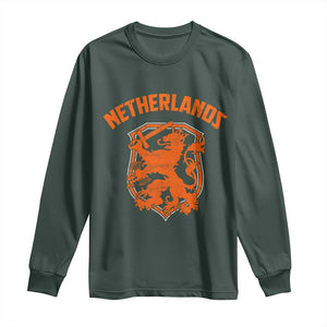 Netherlands Dutch Republic Lion Vintage Holland Crest Long Sleeve Shirt TS11 Dark Forest Green Print Your Wear