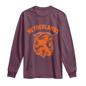 Netherlands Dutch Republic Lion Vintage Holland Crest Long Sleeve Shirt TS11 Maroon Print Your Wear