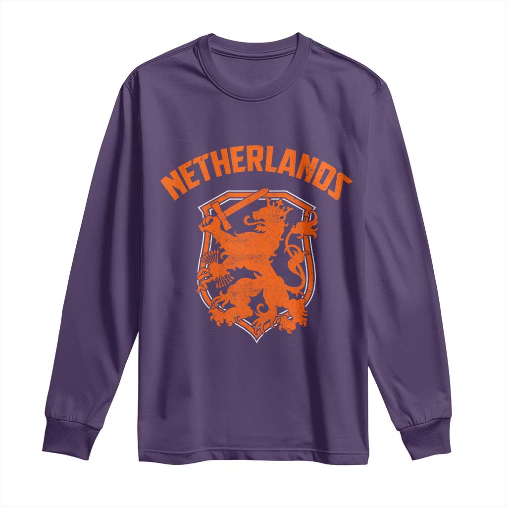 Netherlands Dutch Republic Lion Vintage Holland Crest Long Sleeve Shirt TS11 Purple Print Your Wear