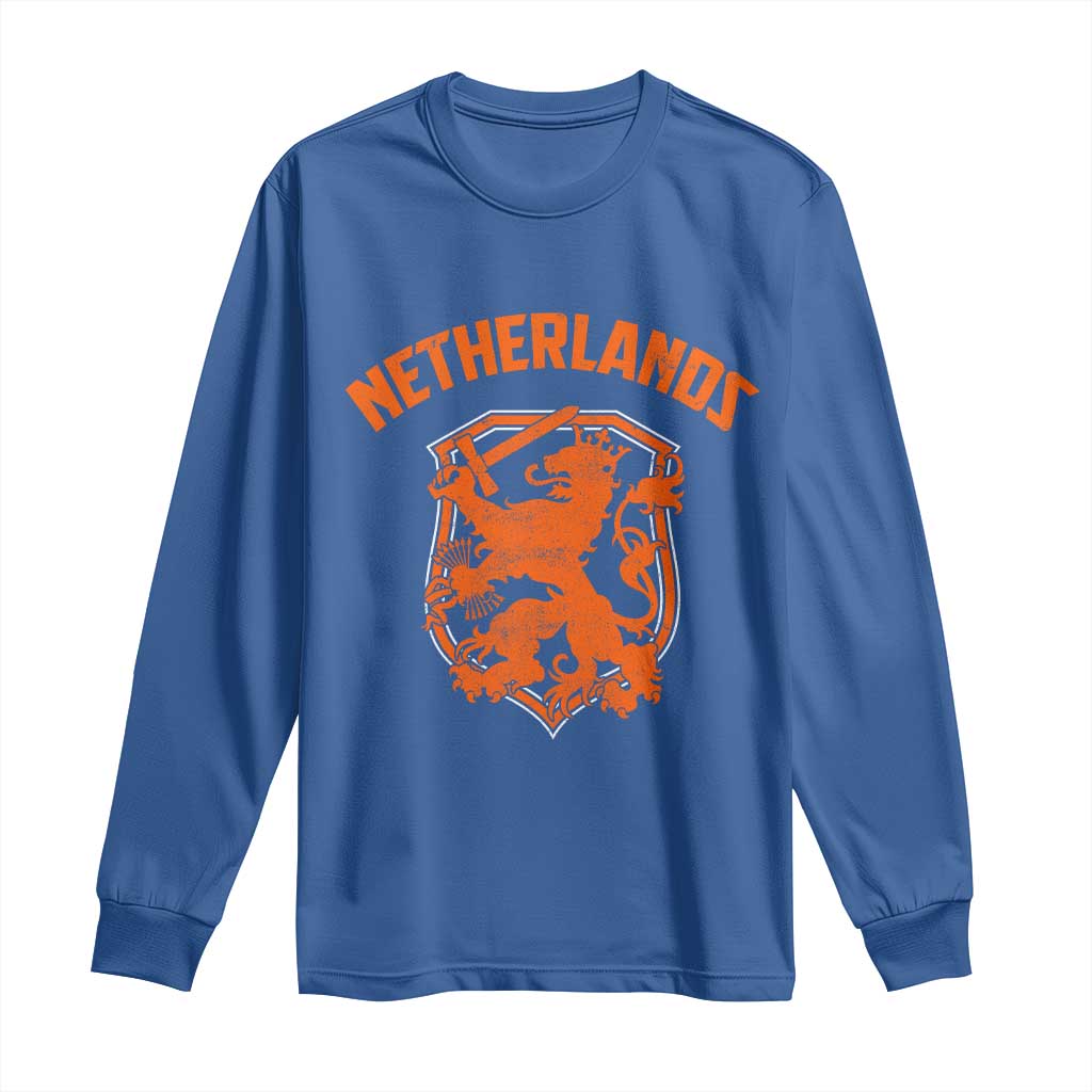 Netherlands Dutch Republic Lion Vintage Holland Crest Long Sleeve Shirt TS11 Royal Blue Print Your Wear