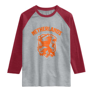 Netherlands Dutch Republic Lion Vintage Holland Crest Raglan Shirt TS11 Heather Gray Heather Red Print Your Wear