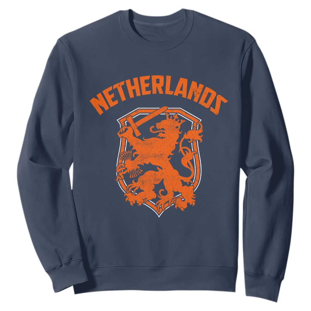 Netherlands Dutch Republic Lion Vintage Holland Crest Sweatshirt TS11 Navy Print Your Wear