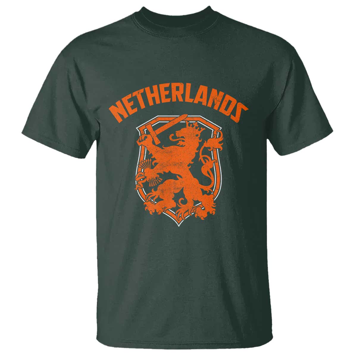 Netherlands Dutch Republic Lion Vintage Holland Crest T Shirt TS11 Dark Forest Green Print Your Wear