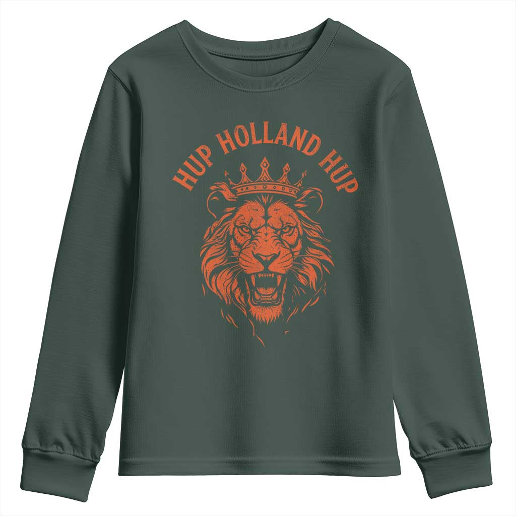 Hup Holland Hup Dutch Orange Lion Netherlands Heritage Youth Sweatshirt TS11 Dark Forest Green Print Your Wear