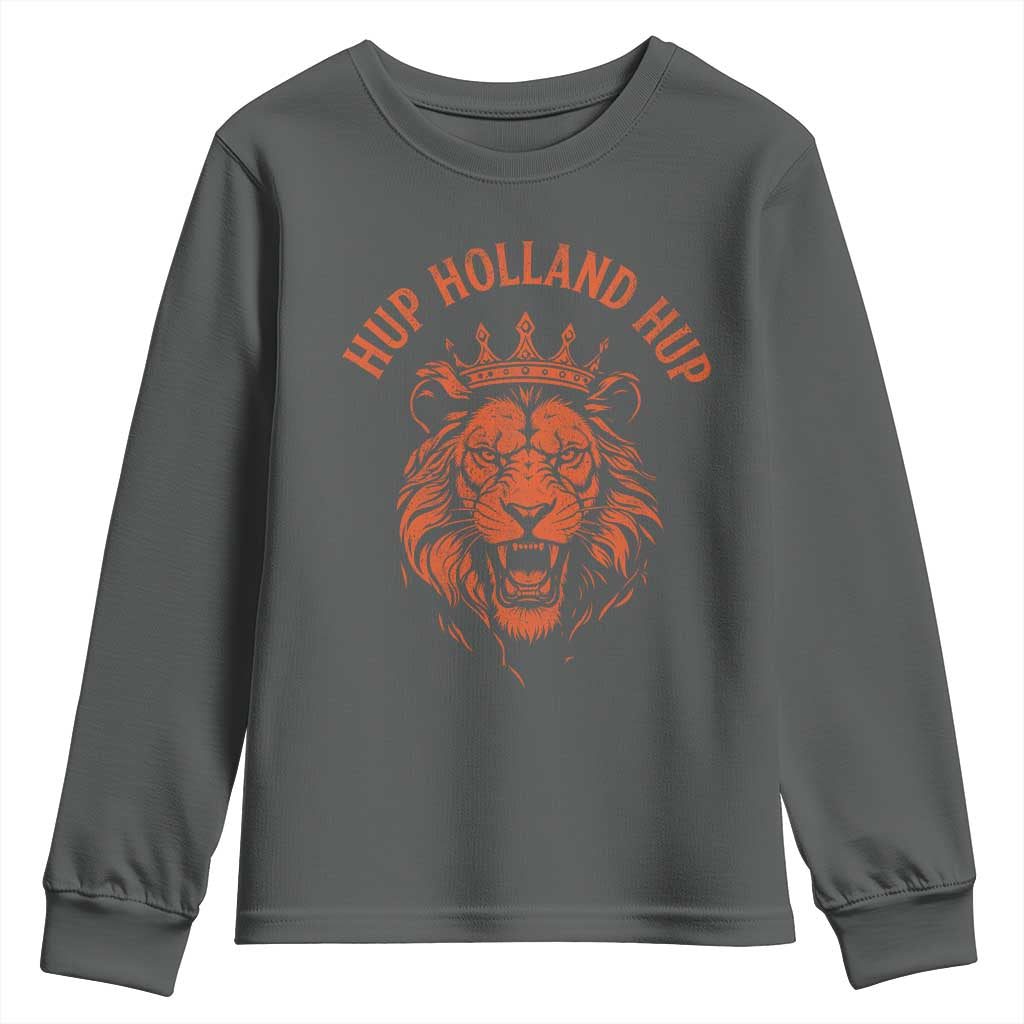 Hup Holland Hup Dutch Orange Lion Netherlands Heritage Youth Sweatshirt TS11 Dark Heather Print Your Wear