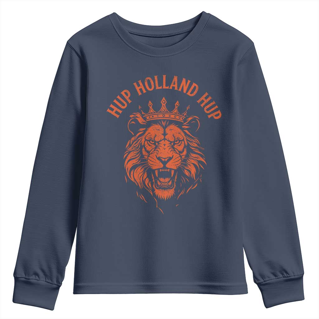 Hup Holland Hup Dutch Orange Lion Netherlands Heritage Youth Sweatshirt TS11 Navy Print Your Wear