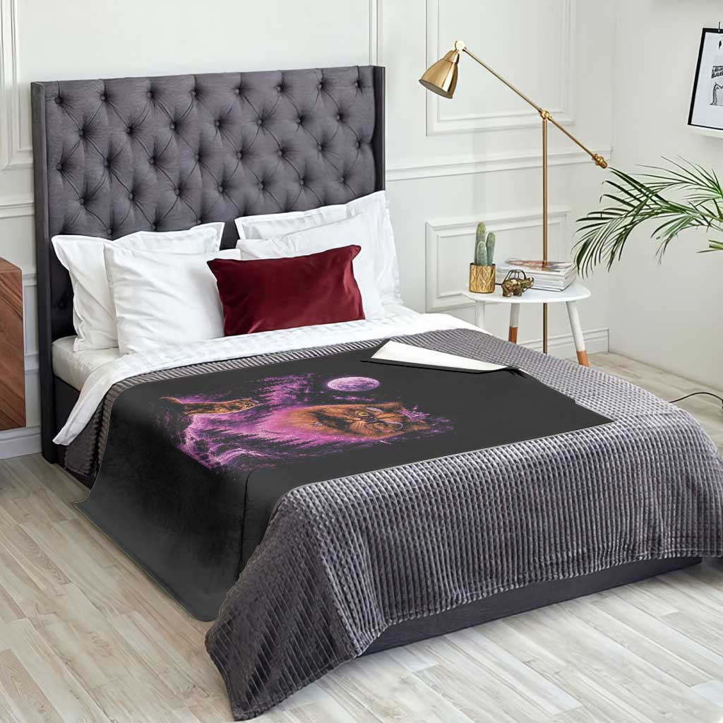 Princess Cat Howling To The Moon Vintage 90s Nature Throw Blanket TS11 Print Your Wear