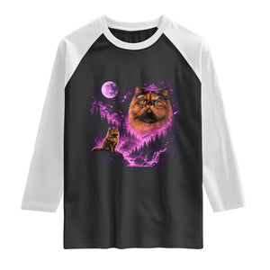 Princess Cat Howling To The Moon Vintage 90s Nature Raglan Shirt TS11 Black White Print Your Wear