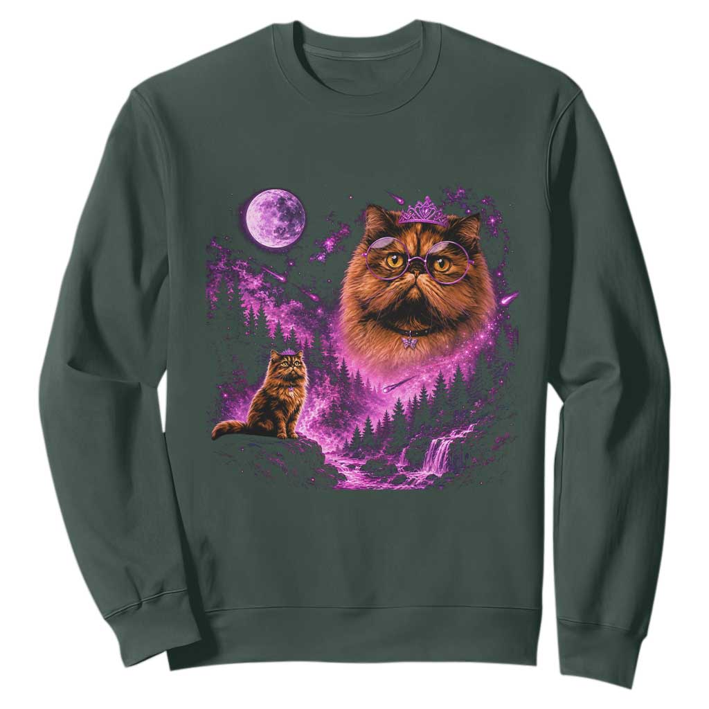 Princess Cat Howling To The Moon Vintage 90s Nature Sweatshirt TS11 Dark Forest Green Print Your Wear