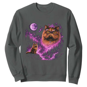 Princess Cat Howling To The Moon Vintage 90s Nature Sweatshirt TS11 Dark Heather Print Your Wear