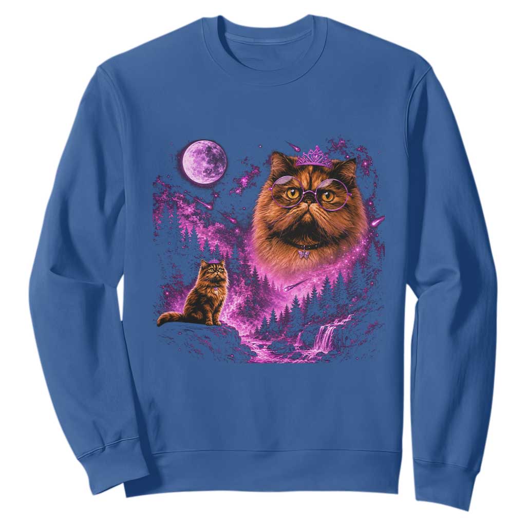 Princess Cat Howling To The Moon Vintage 90s Nature Sweatshirt TS11 Royal Blue Print Your Wear
