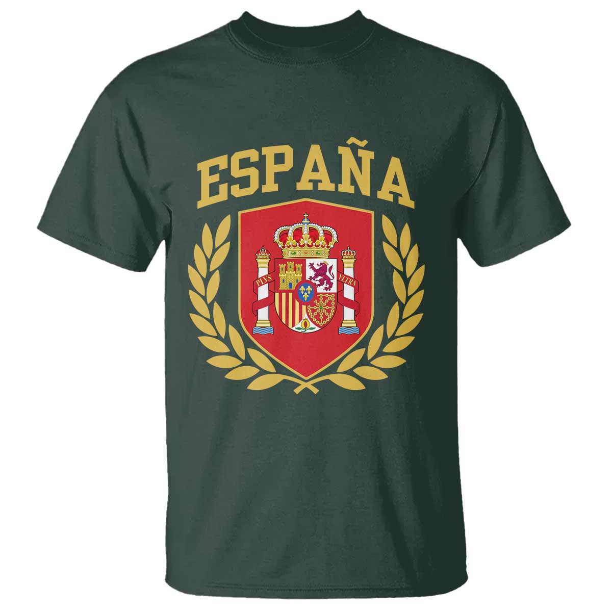 Espana Escudo Retro Spain Coat of Arms Español T Shirt TS11 Dark Forest Green Print Your Wear