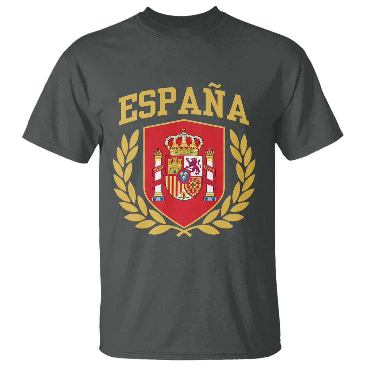 Espana Escudo Retro Spain Coat of Arms Español T Shirt TS11 Dark Heather Print Your Wear