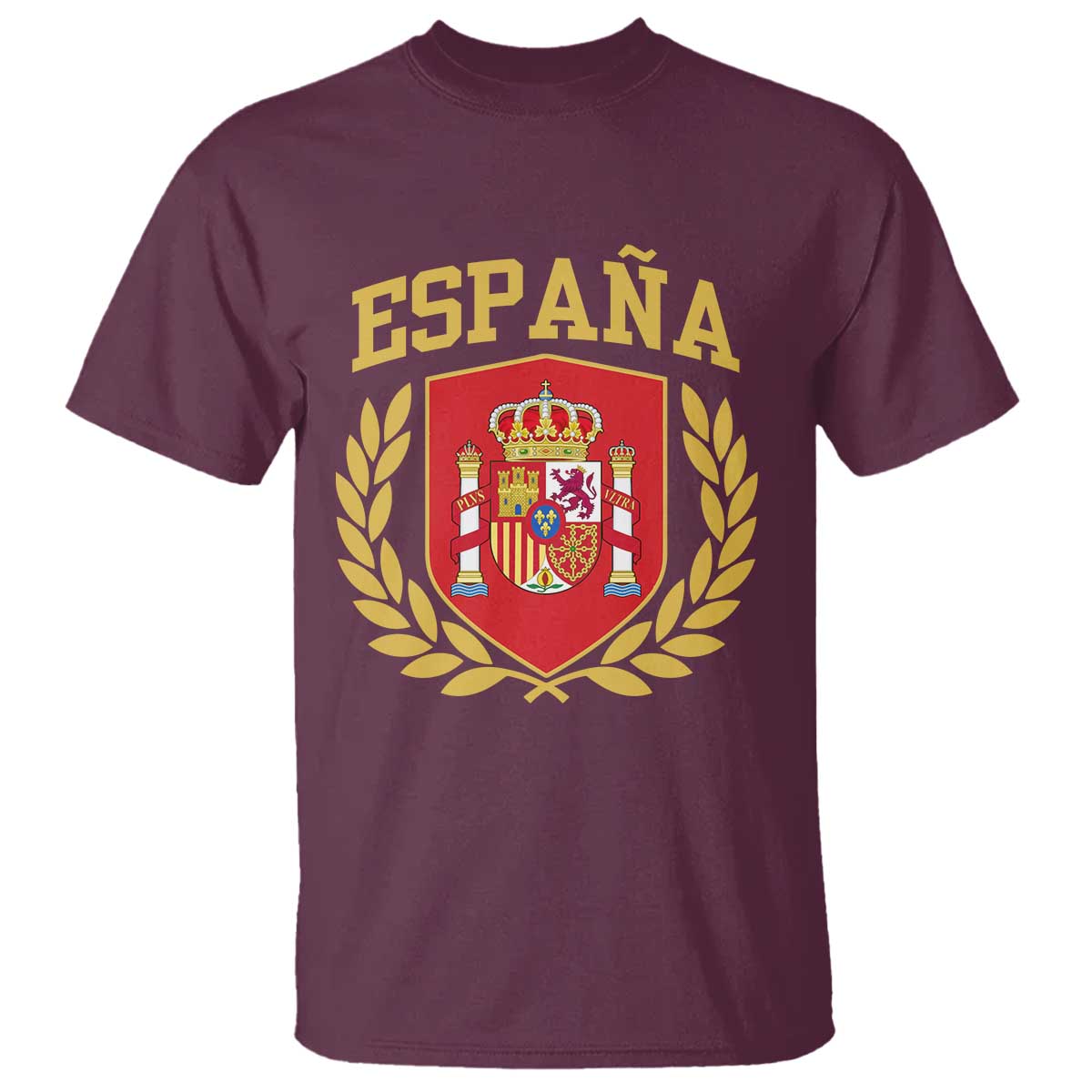 Espana Escudo Retro Spain Coat of Arms Español T Shirt TS11 Maroon Print Your Wear