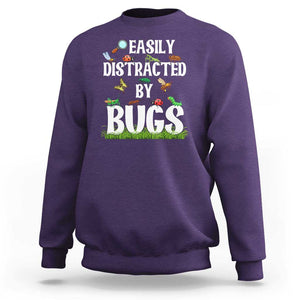 Funny Insects Sweatshirt Easily Distracted By Bugs Science School TS11 Purple Print Your Wear