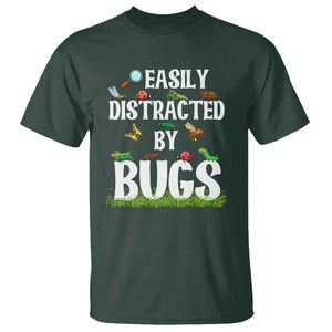 Funny Insects T Shirt Easily Distracted By Bugs Science School TS11 Dark Forest Green Print Your Wear