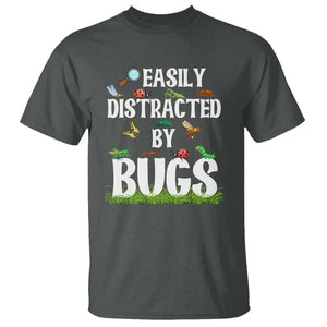 Funny Insects T Shirt Easily Distracted By Bugs Science School TS11 Dark Heather Print Your Wear