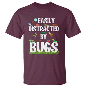 Funny Insects T Shirt Easily Distracted By Bugs Science School TS11 Maroon Print Your Wear