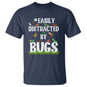 Funny Insects T Shirt Easily Distracted By Bugs Science School TS11 Navy Print Your Wear