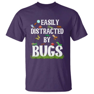 Funny Insects T Shirt Easily Distracted By Bugs Science School TS11 Purple Print Your Wear