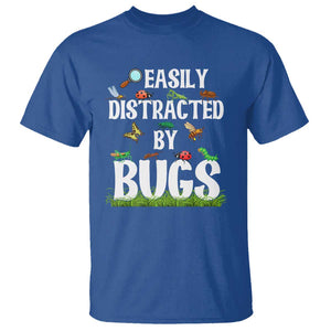 Funny Insects T Shirt Easily Distracted By Bugs Science School TS11 Royal Blue Print Your Wear