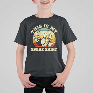 Funny Bowling T Shirt For Kid This Is My Spare Shirt Retro Ball Pins Strike Spilt TS11 Black Print Your Wear