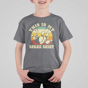 Funny Bowling T Shirt For Kid This Is My Spare Shirt Retro Ball Pins Strike Spilt TS11 Charcoal Print Your Wear