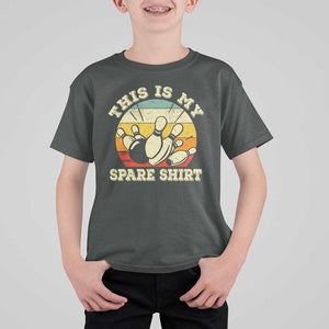 Funny Bowling T Shirt For Kid This Is My Spare Shirt Retro Ball Pins Strike Spilt TS11 Dark Heather Print Your Wear