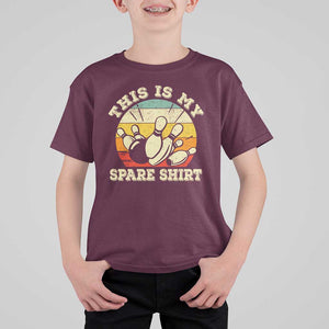 Funny Bowling T Shirt For Kid This Is My Spare Shirt Retro Ball Pins Strike Spilt TS11 Maroon Print Your Wear